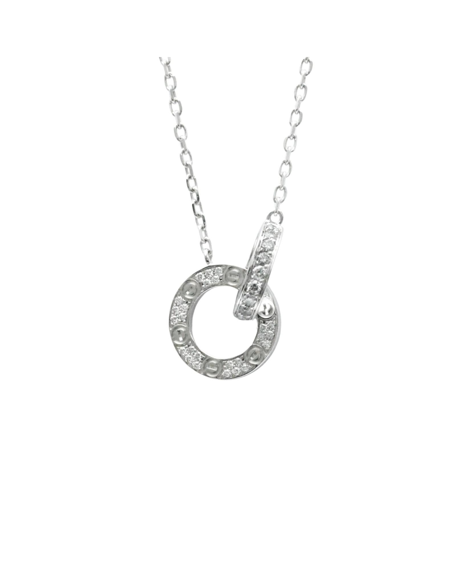 image of Cartier Love Circle Diamond Necklace in Silver, Women's