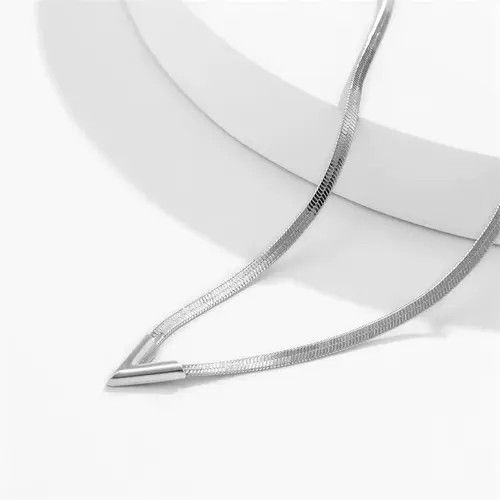 Jewelry V-shaped Flat Snake Chain Necklace Size ONE SIZE - 6 Thumbnail