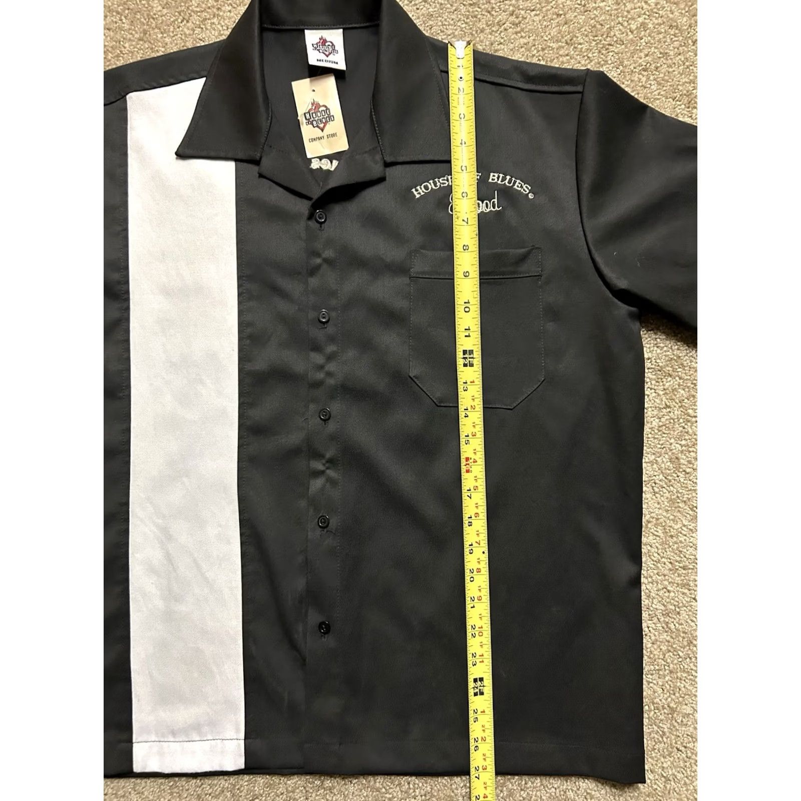 Vintage VINTAGE House of Blues Button-Up Shirt Mens M Black Short Sleeve Embroidered Pockets Solid Button-Front Classic Bl ues Brothers Bowling Elwood 90s Size US M / EU 48-50 / 2 - 6 Thumbnail