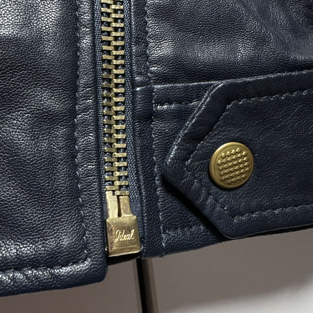 Other Kookai Paris Genuine Leather Biker Jacket Navy Blue Y2K Size S / US 4 / IT 40 - 3 Thumbnail