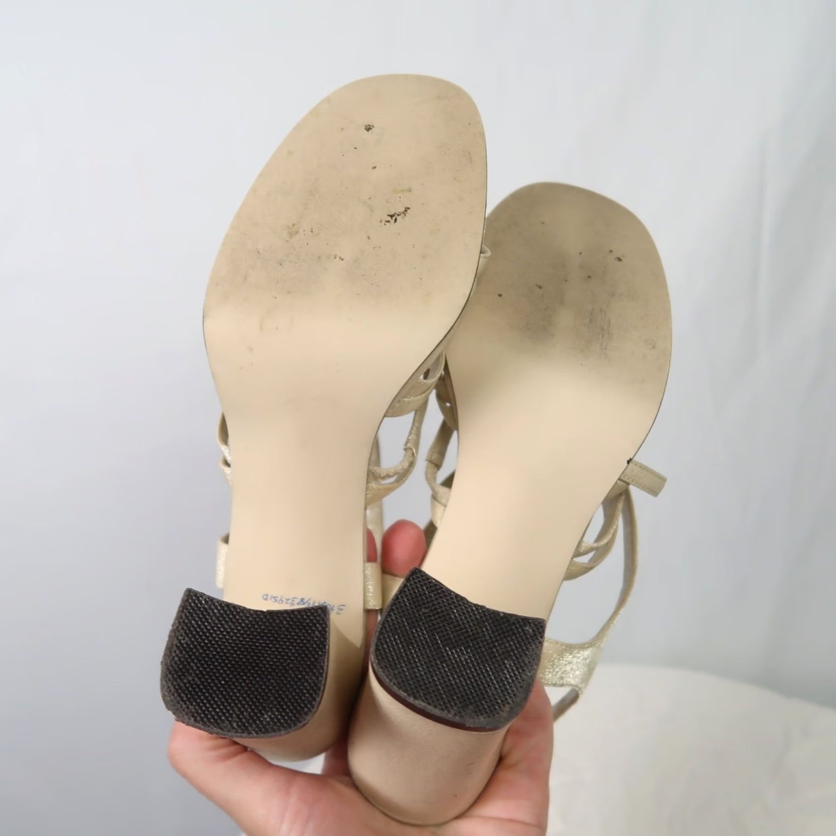 Vintage VINTAGE 90s 81 & Park champagne gold sparkly strappy platform heels 8.5 Size M / US 6-8 / IT 42-44 - 6 Thumbnail