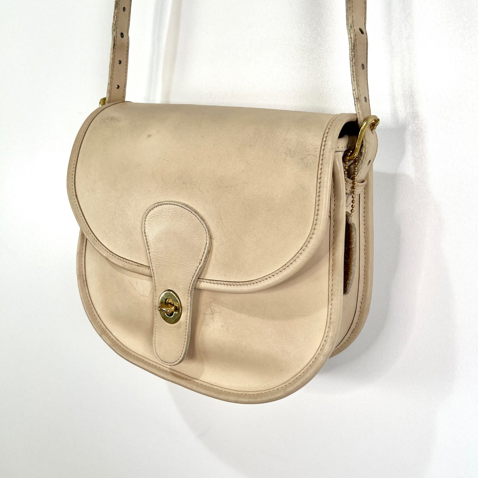 Coach × Vintage Vintage 80s Coach Saddlery Bag Bone Leather Crossbody 9535 Size ONE SIZE - 12 Thumbnail