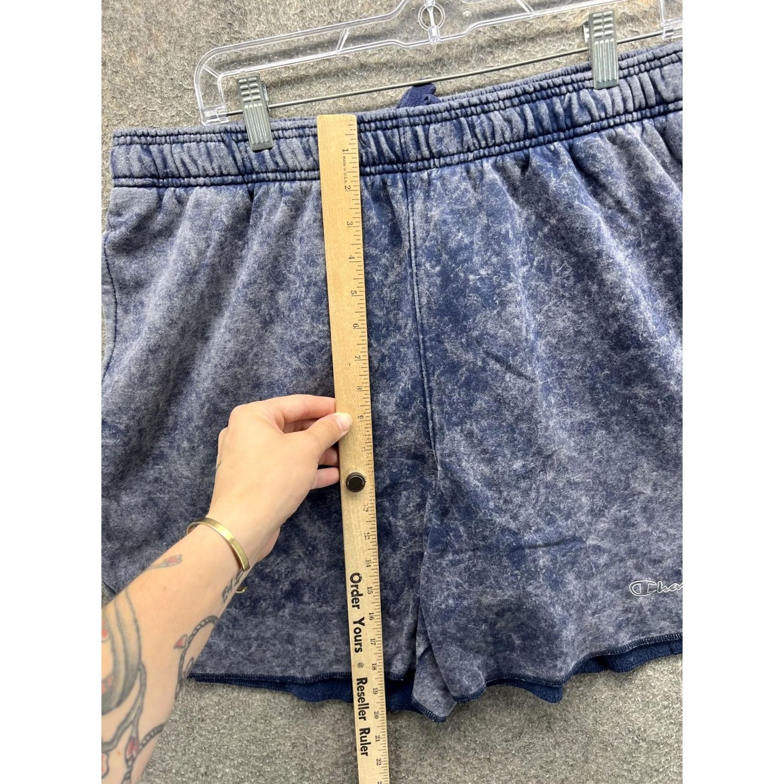 Champion Champion Sweat Shorts Mens XL Blue Bleach Dye Fleece Athletic Gym 6 Inseam Size US 36 / EU 52 - 5 Thumbnail