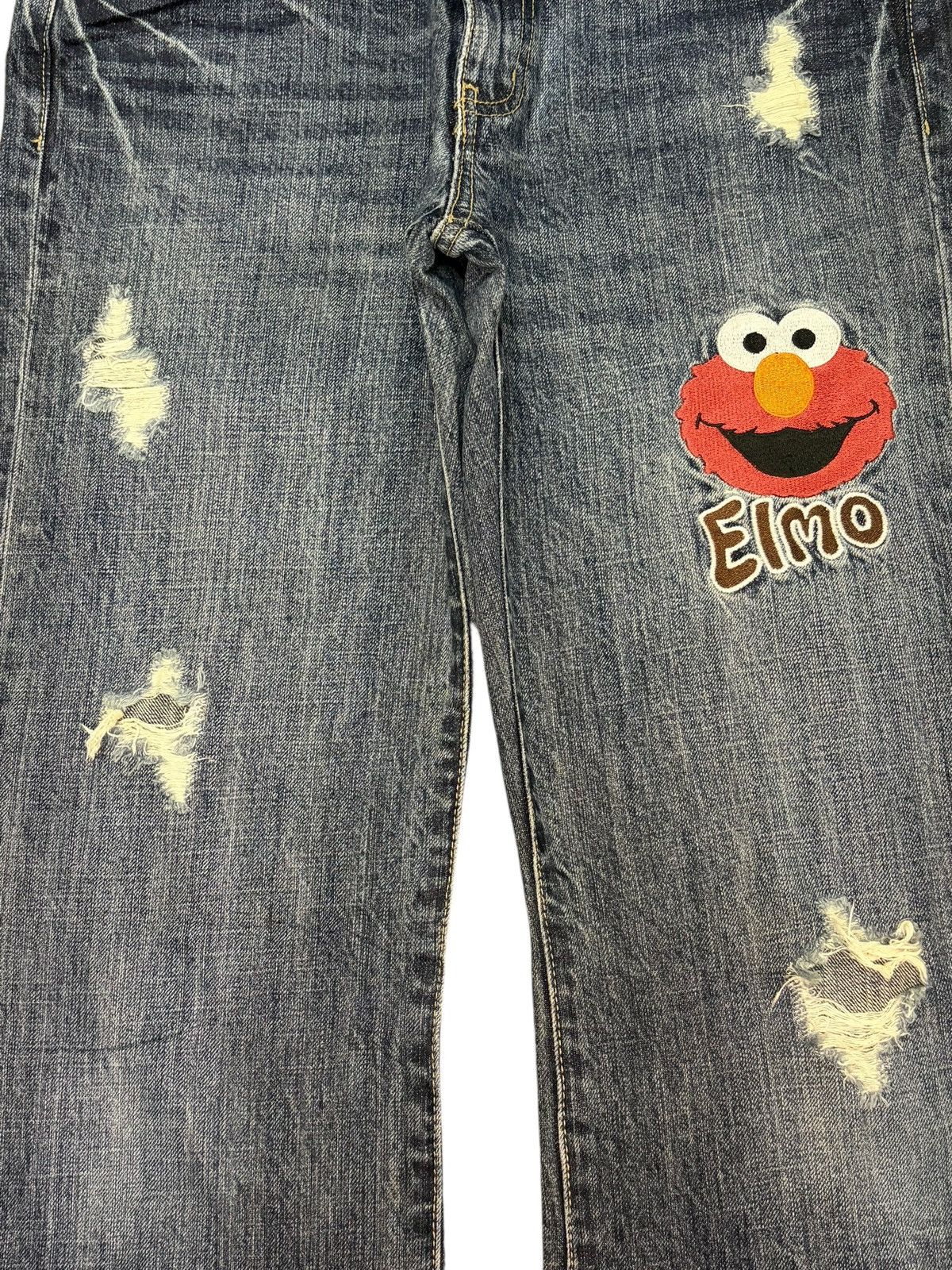 Disney Elmo Sesame Street Embroidered Distress Jeans Size 31" - 3 Thumbnail