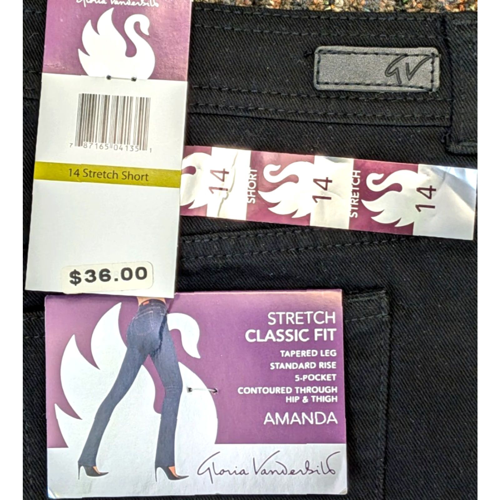 Gloria Vanderbilt Gloria Vanderbilt Amanda NWT Classic Fit 14 Stretch Short Womens Black Jeans Size 36" / US 14 / IT 50 - 8 Thumbnail