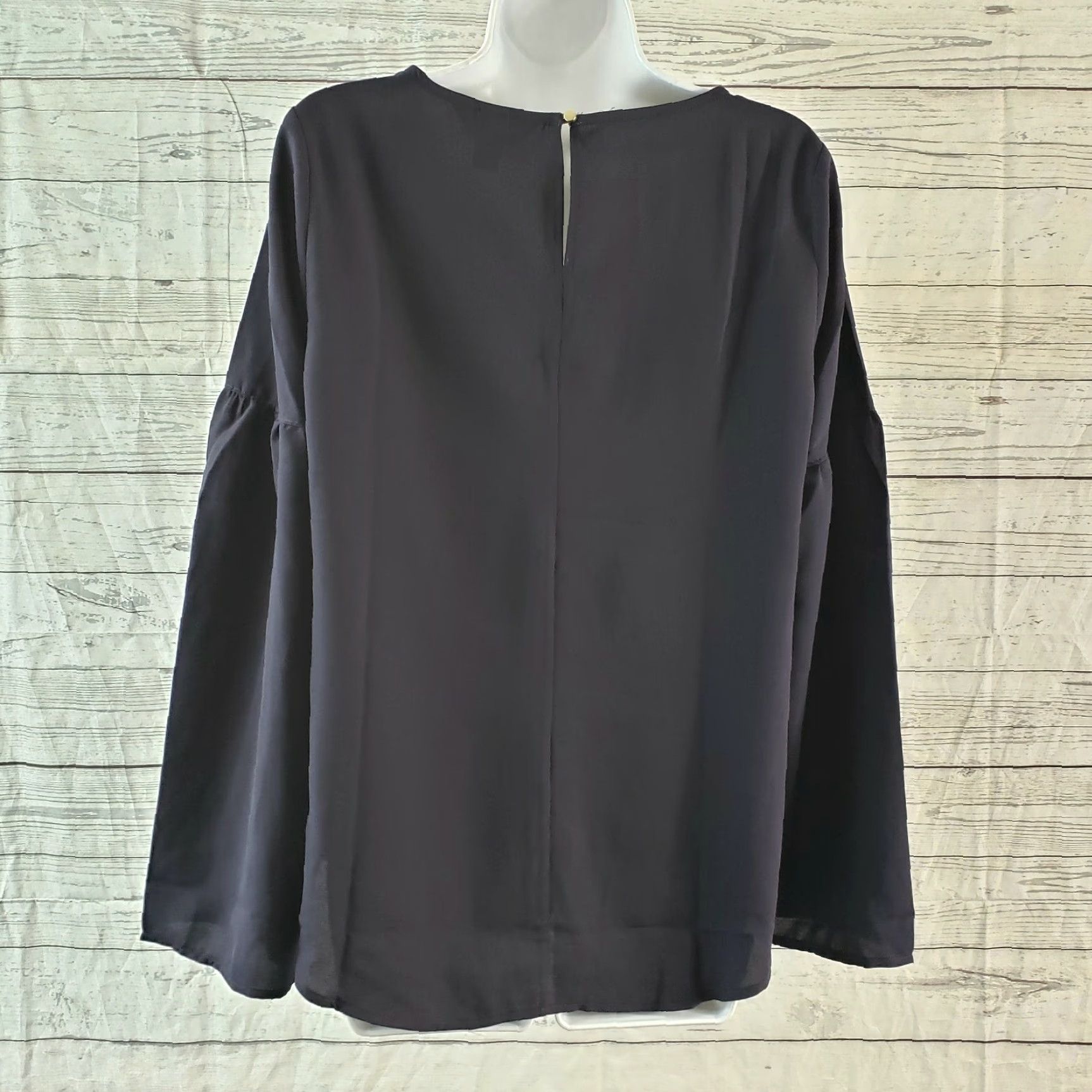 Lands' End Lands' End Womens Top Sz 10 Solid Blue Long Sleeve V-Neck Blouse Size L / US 10 / IT 46 - 4 Thumbnail