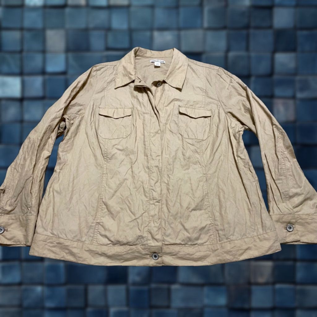 Coldwater Creek Coldwater Creek Blazer Womens 20 Beige Button-Up Nylon Cotton Size 3XL / US 20-22 - 1 Thumbnail