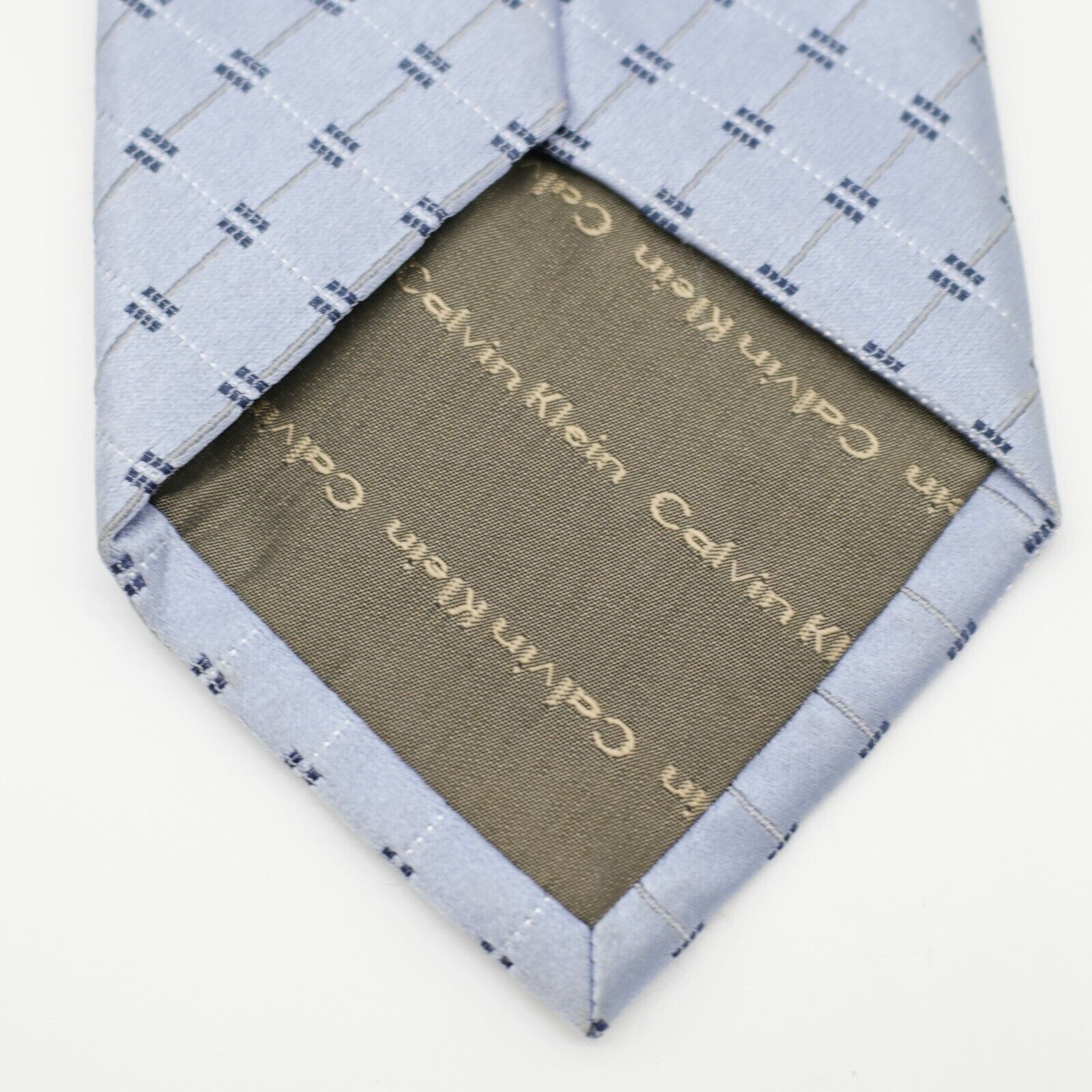 Calvin Klein Calvin Klein Blue Geometric Woven Silk Tie Size ONE SIZE - 4 Thumbnail