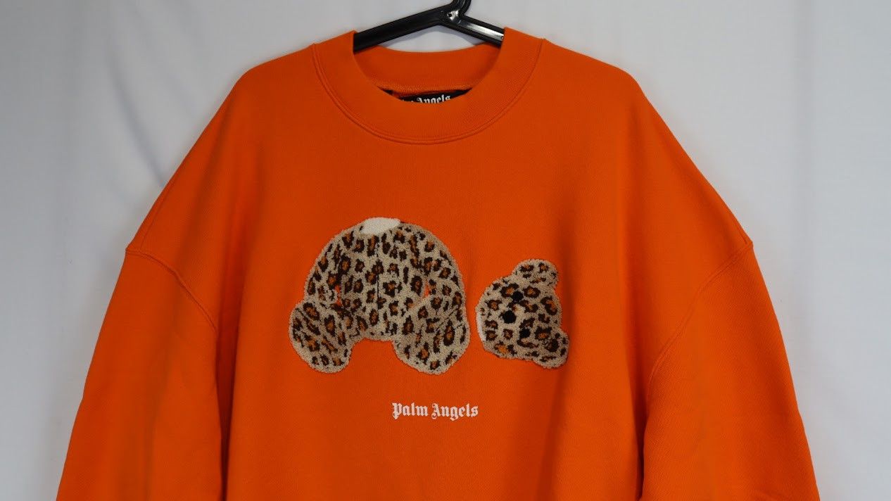 Palm Angels o1rshd1 PA Leopard Bear Crewneck in Orange Size US M / EU 48-50 / 2 - 7 Thumbnail