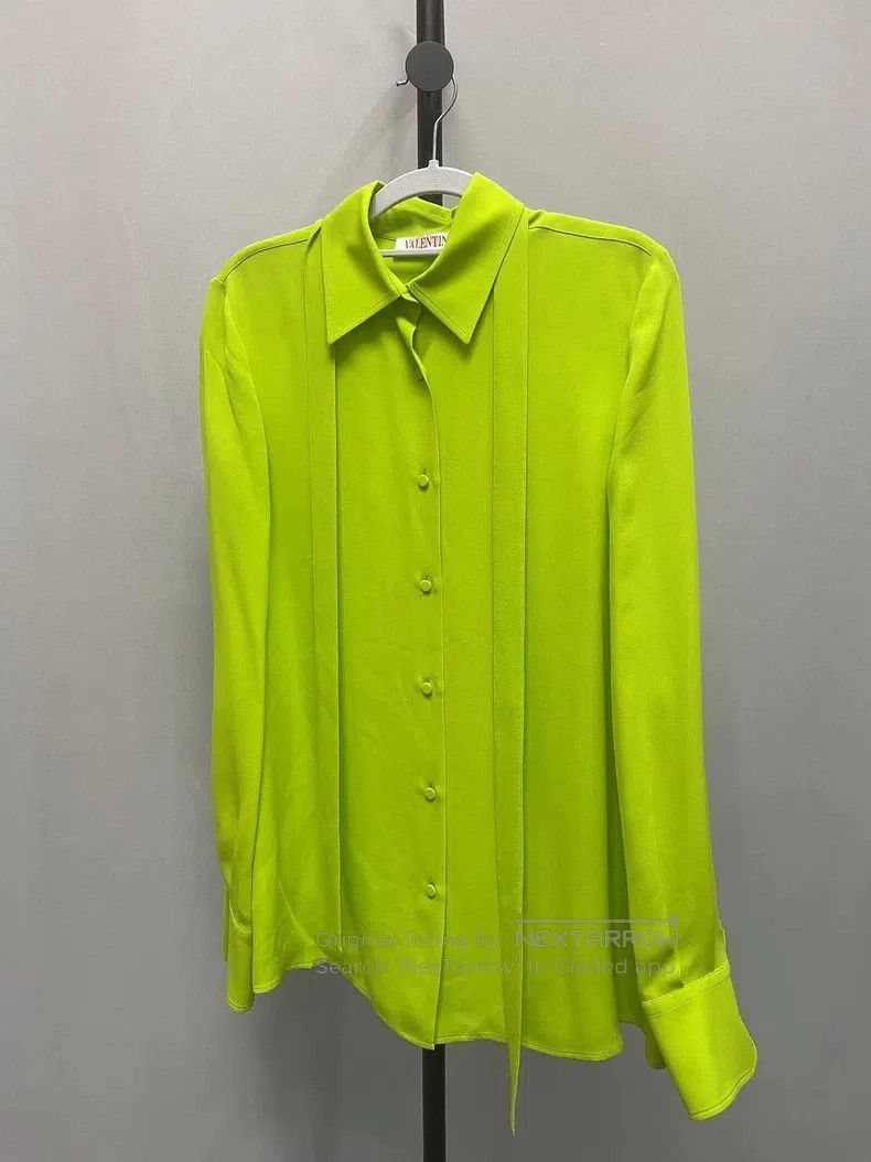 Valentino Valentino Fluorescent green silk shirt Size XL / US 12-14 / IT 48-50 - 1 Thumbnail
