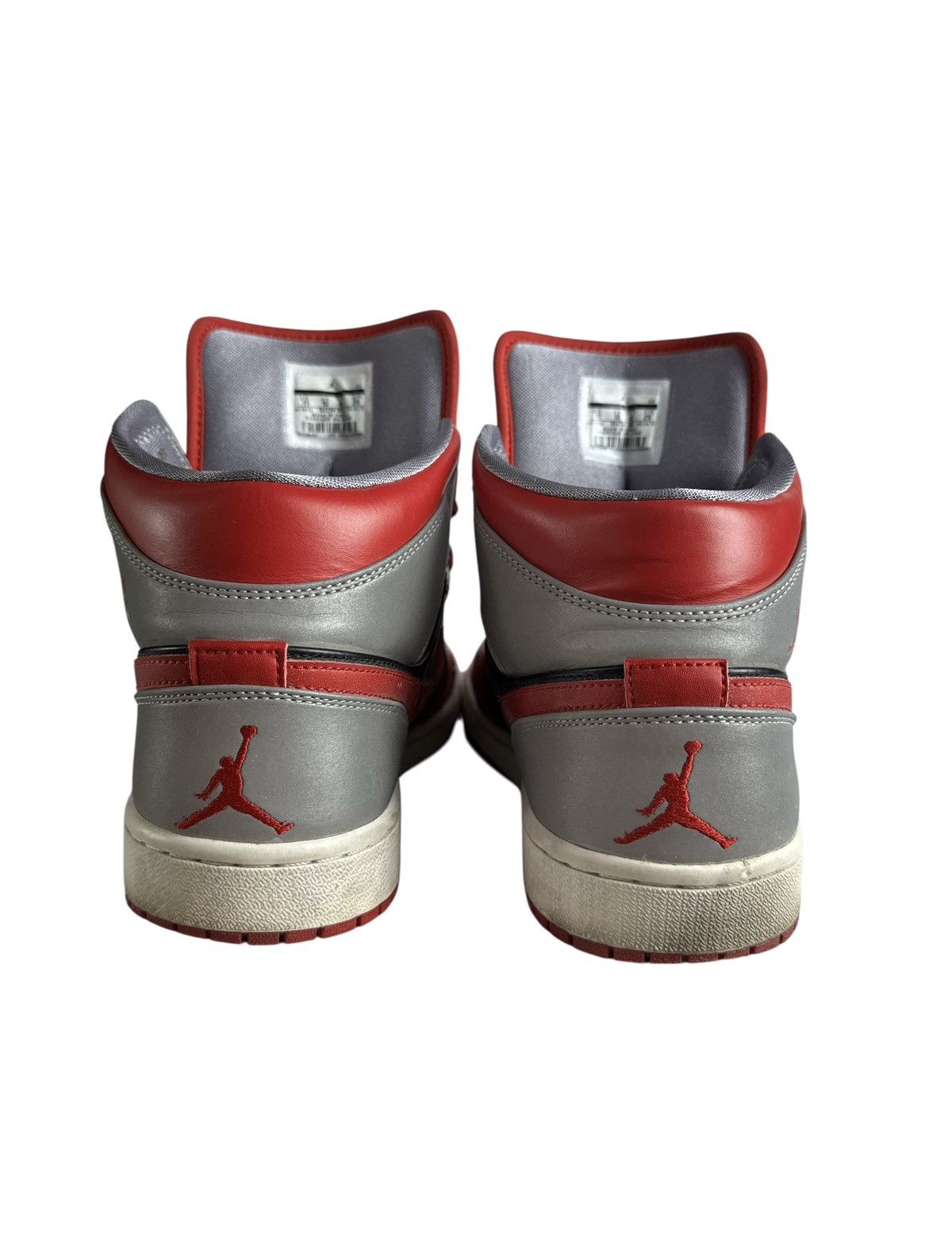 Nike Air Jordan 1 Fire Red Black Grey 3M Reflective Leather Size US 11 / EU 44 - 4 Thumbnail