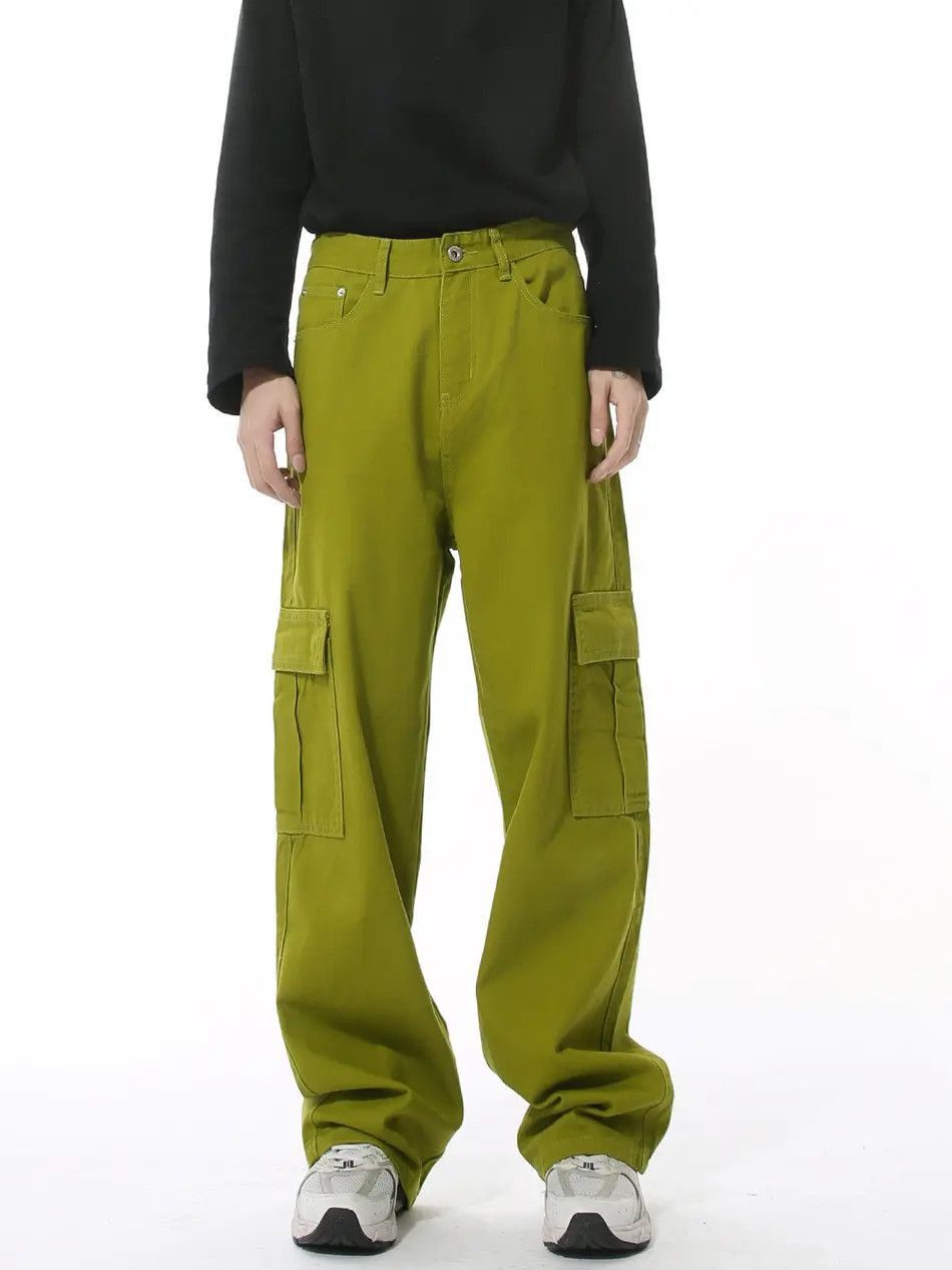 Japanese Brand Retro loose fruit green casual pocket jeans Size US 32 / EU 48 - 4 Thumbnail