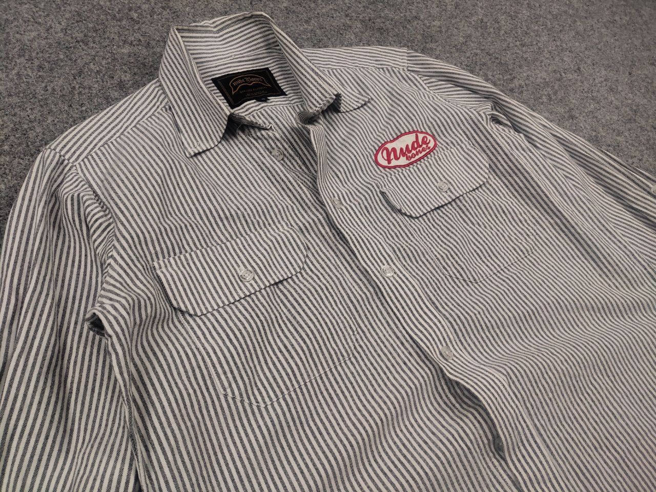 Japanese Brand Nude Bones Vintage Japan Work USA striped shirt embroidery Size US S / EU 44-46 / 1 - 5 Thumbnail