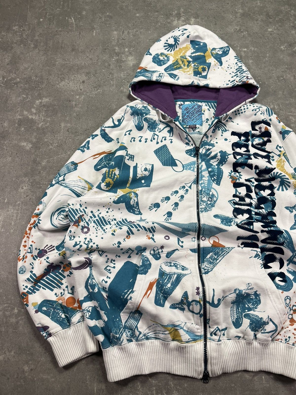 Live Mechanics 00s Live Mechanics AOP Printed Baggy Zip Hoodie XL Rare Size US XL / EU 56 / 4 - 3 Thumbnail