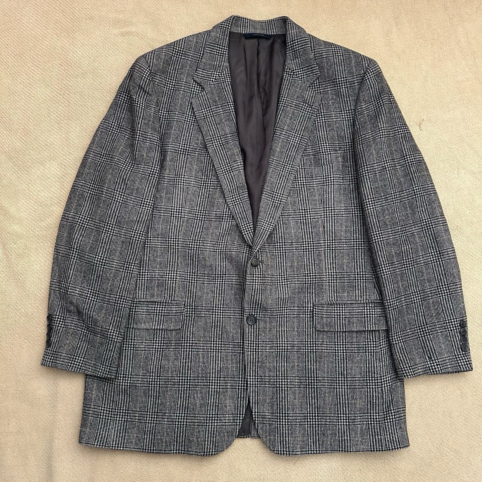 Vintage Camel Hair Houndstooth 2 Button Blazer Jacket 44