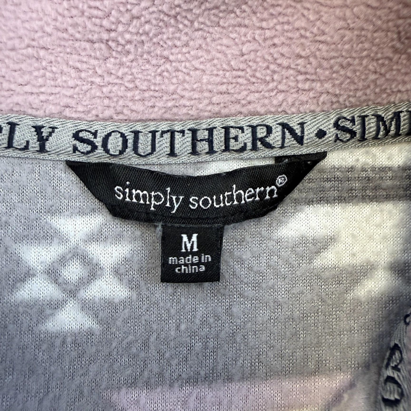 Vintage Simply Southern Fleece Pullover Womens Medium Purple Gray Aztec Snap Neck Sweater Mock Neck Geometric Vintage No Size M / US 6-8 / IT 42-44 - 7 Thumbnail