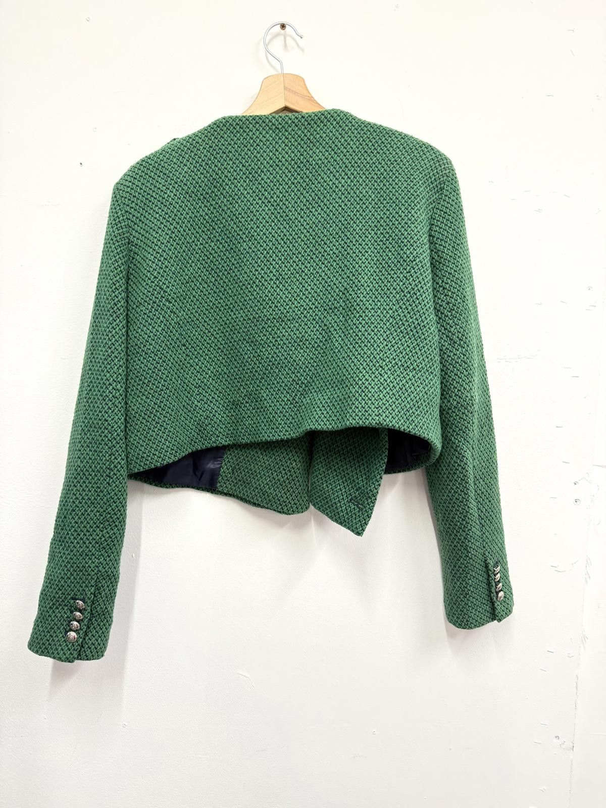 Zara Zara Women's Green Textured Cropped Jacket Size XL / US 12-14 / IT 48-50 - 4 Thumbnail
