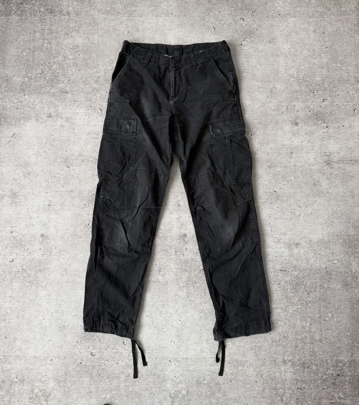 Carhartt Carhartt WIP Regular Cargo Pants Black Ripstop Faded Vintage Size US 30 / EU 46 - 3 Thumbnail