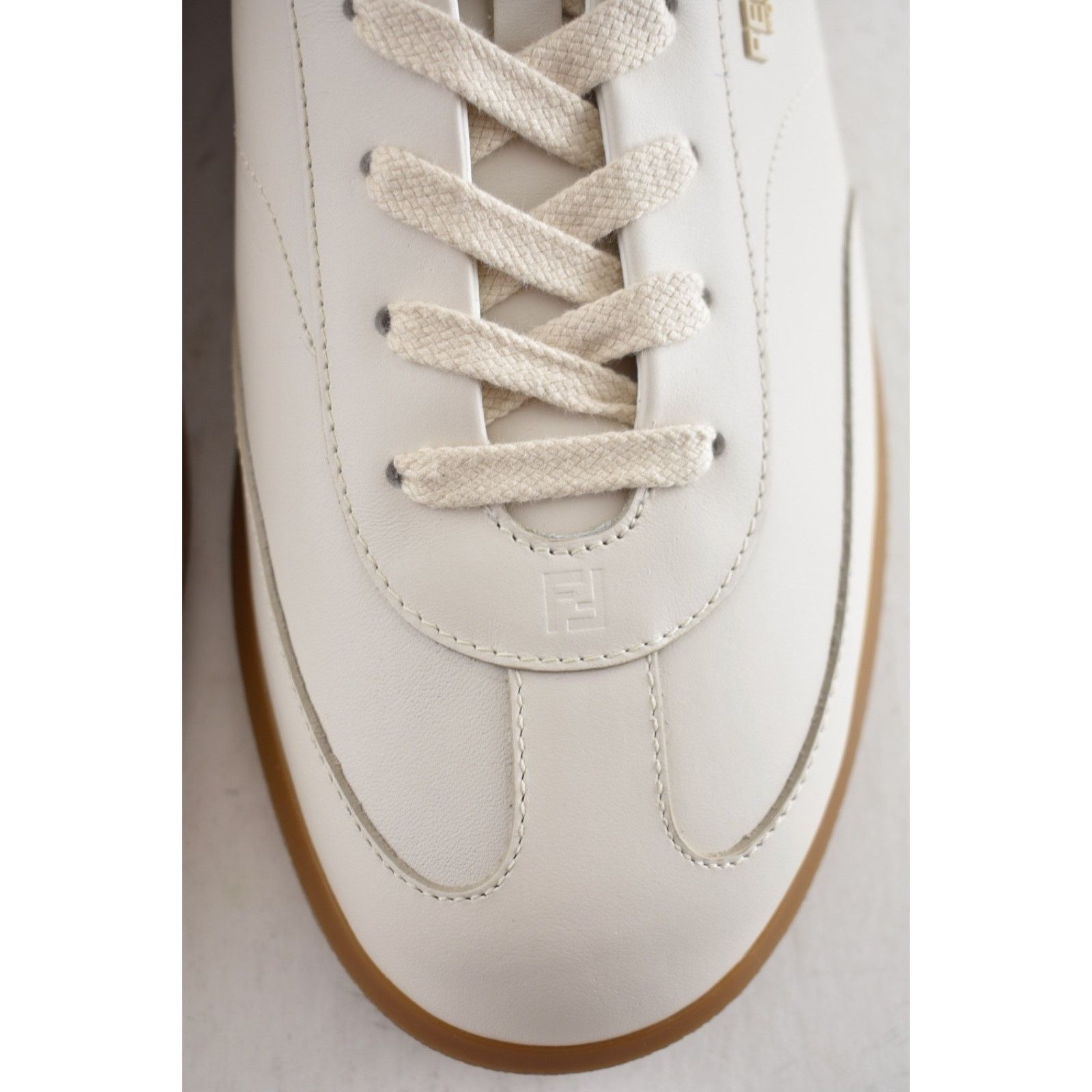 Fendi Fendi Light Bianco Ice White Leather Low Top Sneakers US 12 Size US 12 / EU 45 - 11 Thumbnail