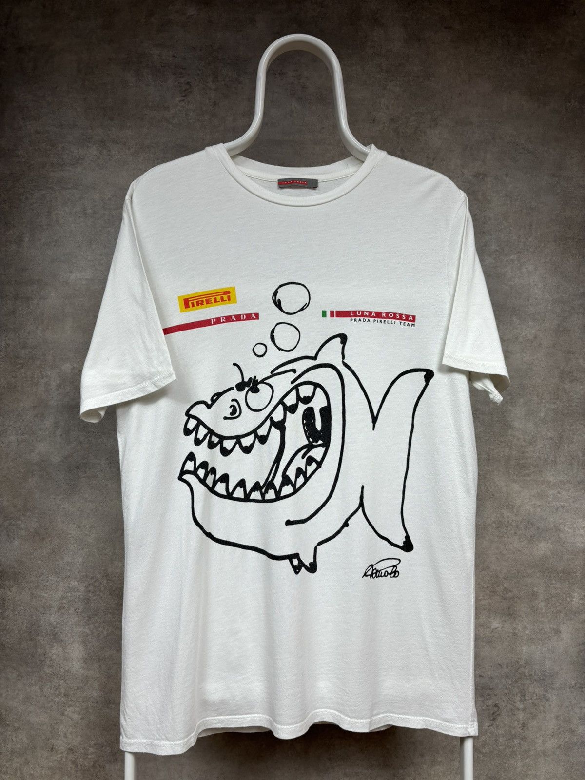 【大注目】PRADA◆Luna Rossa ピレリ ウール 半袖 Tシャツ ロゴ プラダピレリコラボ PRADA PIRELLI Tシャツ Mサイズ