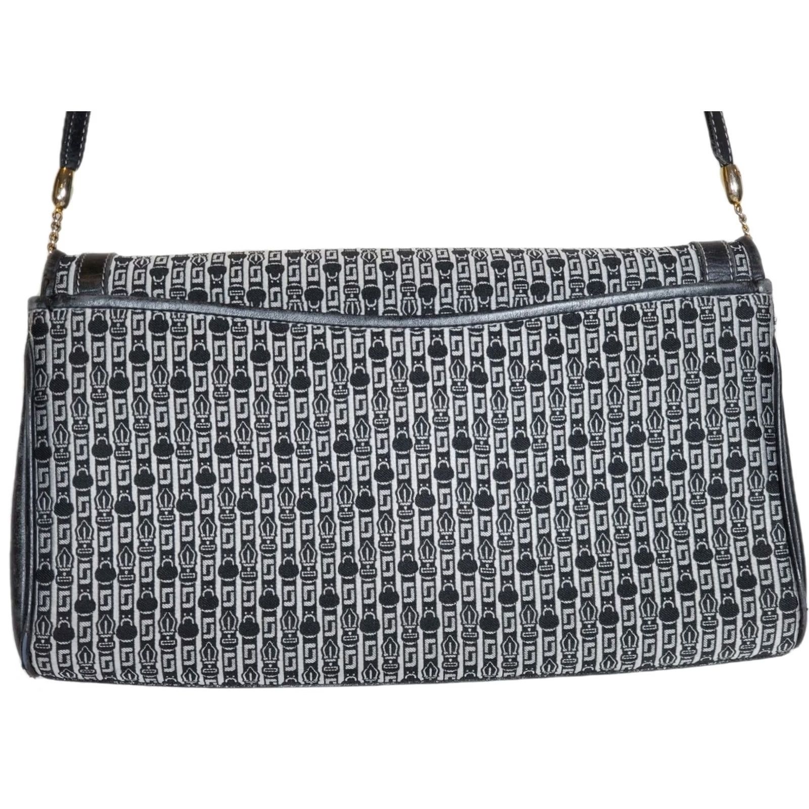 Judith Leiber VTG Judith Lieber Jacquard Canvas Signature Monogram Crossbody Bag Purse Clutch Size ONE SIZE - 4 Thumbnail
