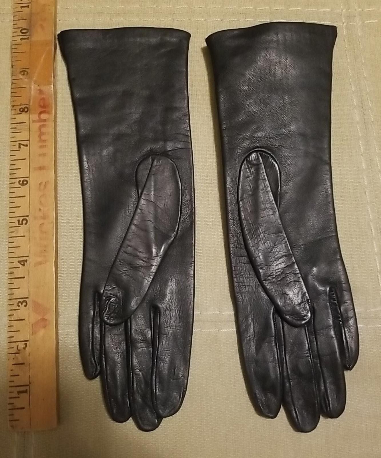 Other Vintage Kislav Leather Gloves Size 6 Black Made In France Size ONE SIZE - 5 Thumbnail