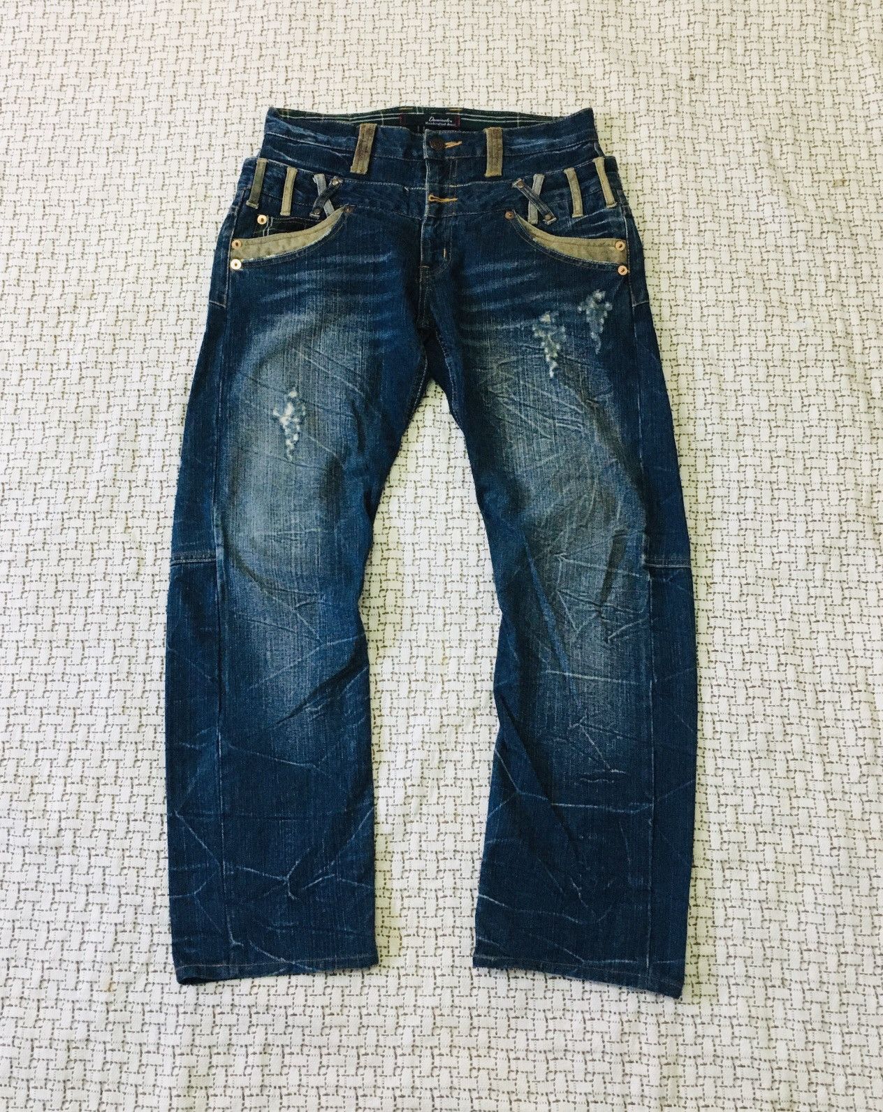 Japanese Brand × PPFM Dominate Love Rock Double Waist Handcrafted Jeans (17) Size US 32 / EU 48 - 1 Thumbnail