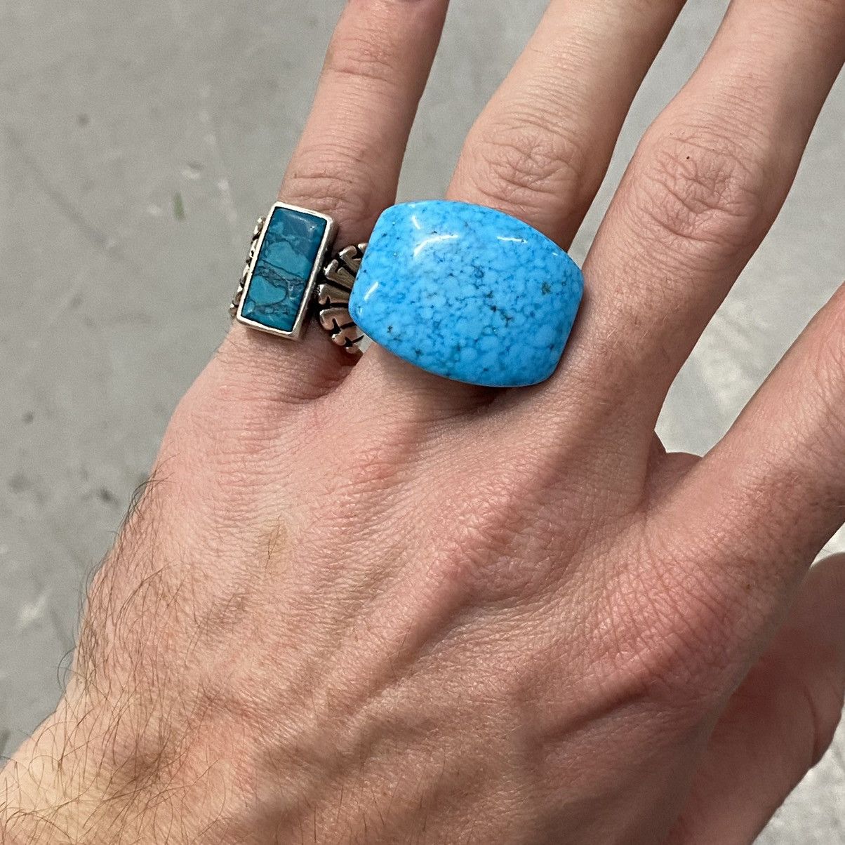 Kapital × Vintage Vtg Sterling Silver Turquoise Square Chunky Signet Ring Size ONE SIZE - 11 Thumbnail