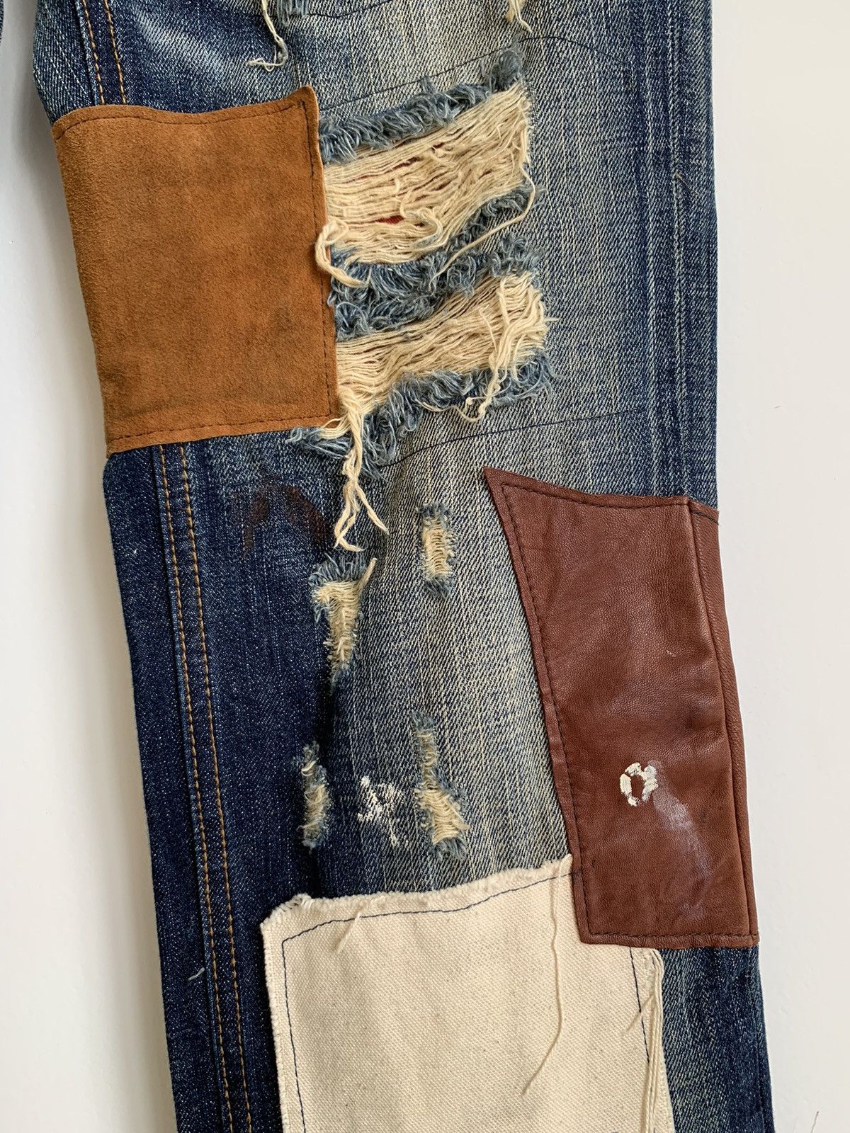 Japanese Brand Bonds & Peace Flared Bootcut Patchwork Distressed Size US 31 - 7 Thumbnail