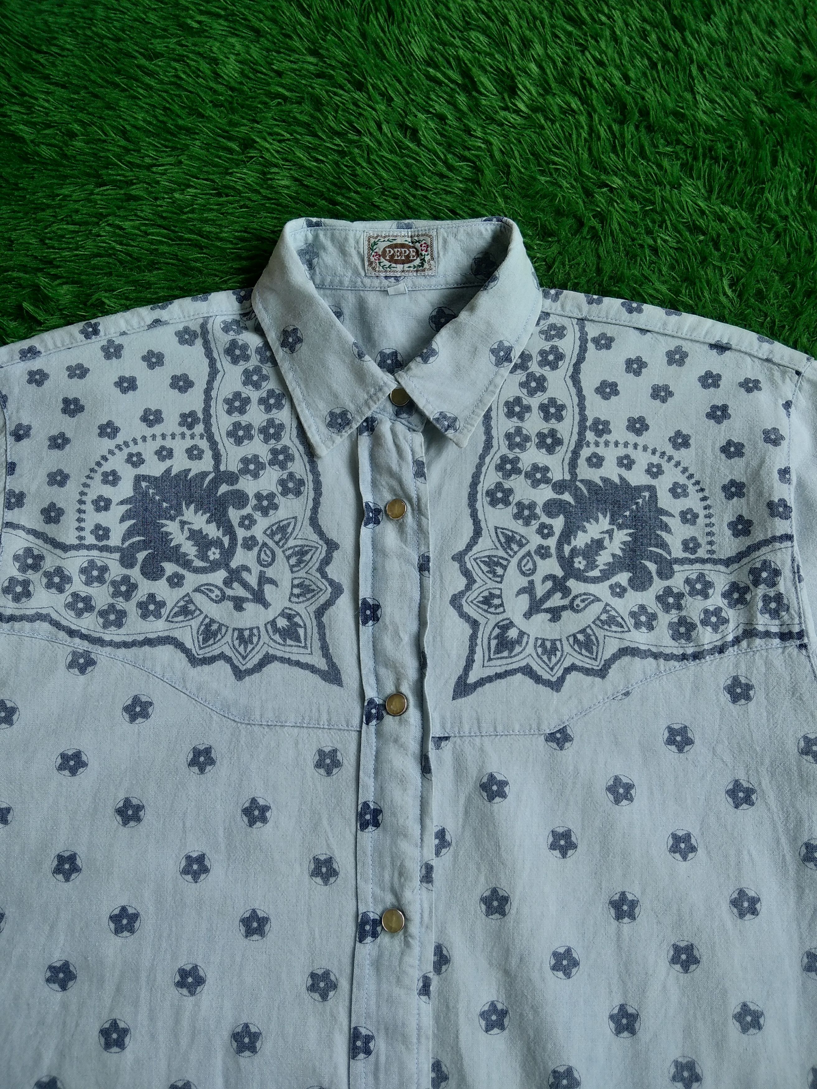 If Six Was Nine × Japanese Brand × Kapital Vtg 90s PEPE All Over Print Boxy Snap Button Shirt Size US M / EU 48-50 / 2 - 7 Thumbnail