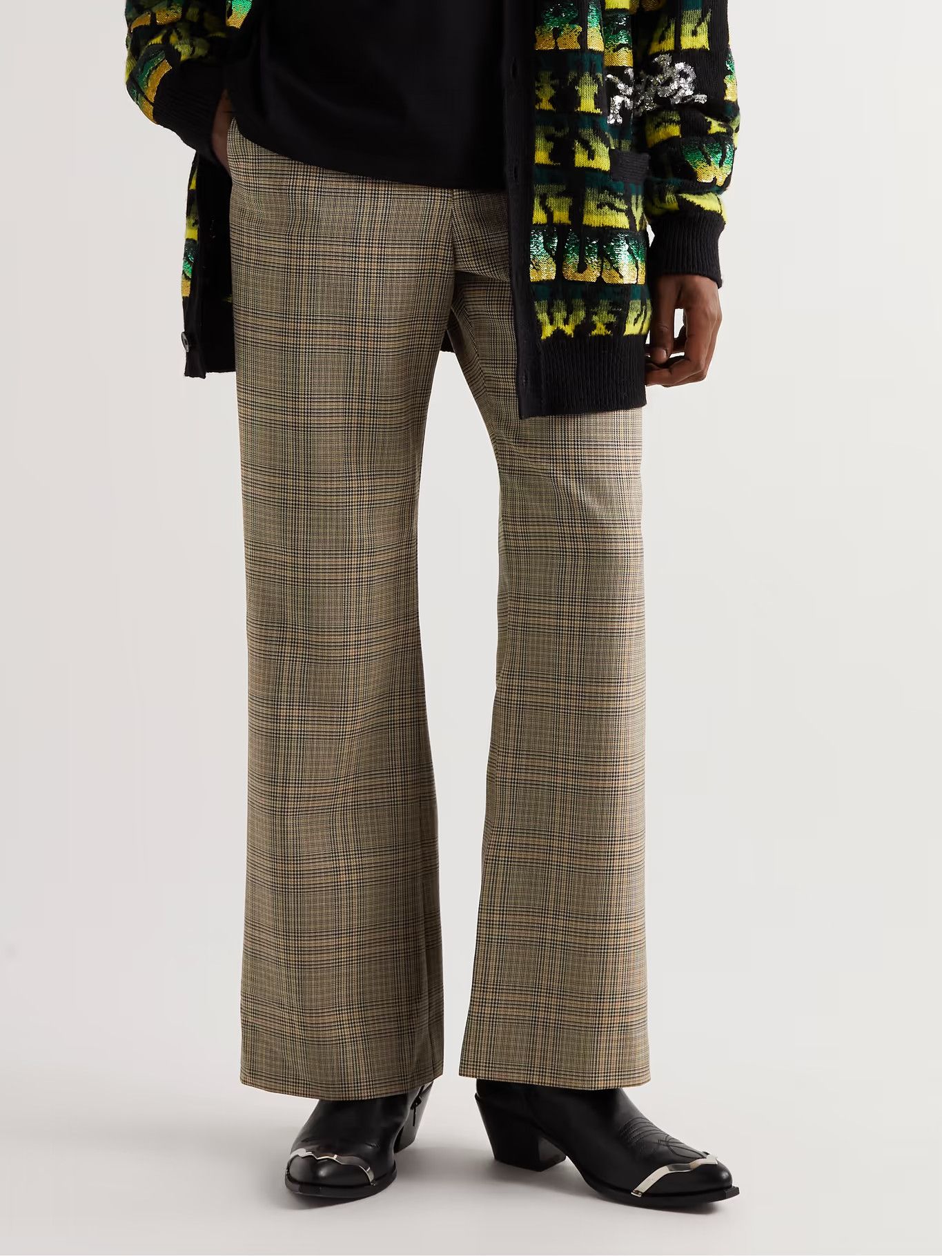 Celine CELINE HOMME Slim-Fit FlaredPrinceofWalesCheckedTrousers Size US 30 / EU 46 - 9 Thumbnail