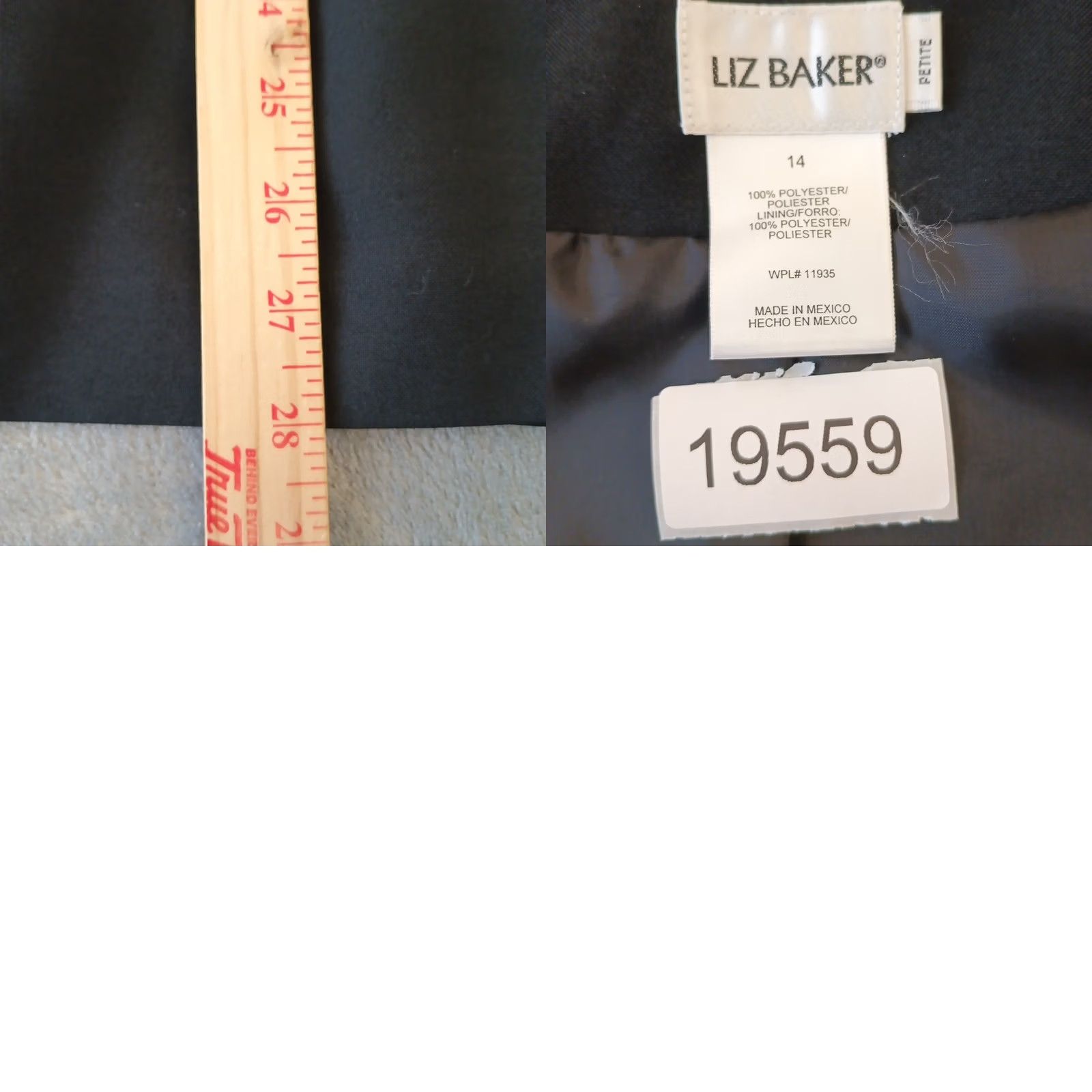 Vintage Liz Baker Blazer Womens Size 14 Petite Black Single Button Ventless Polyester Size XL / US 12-14 / IT 48-50 - 8 Thumbnail