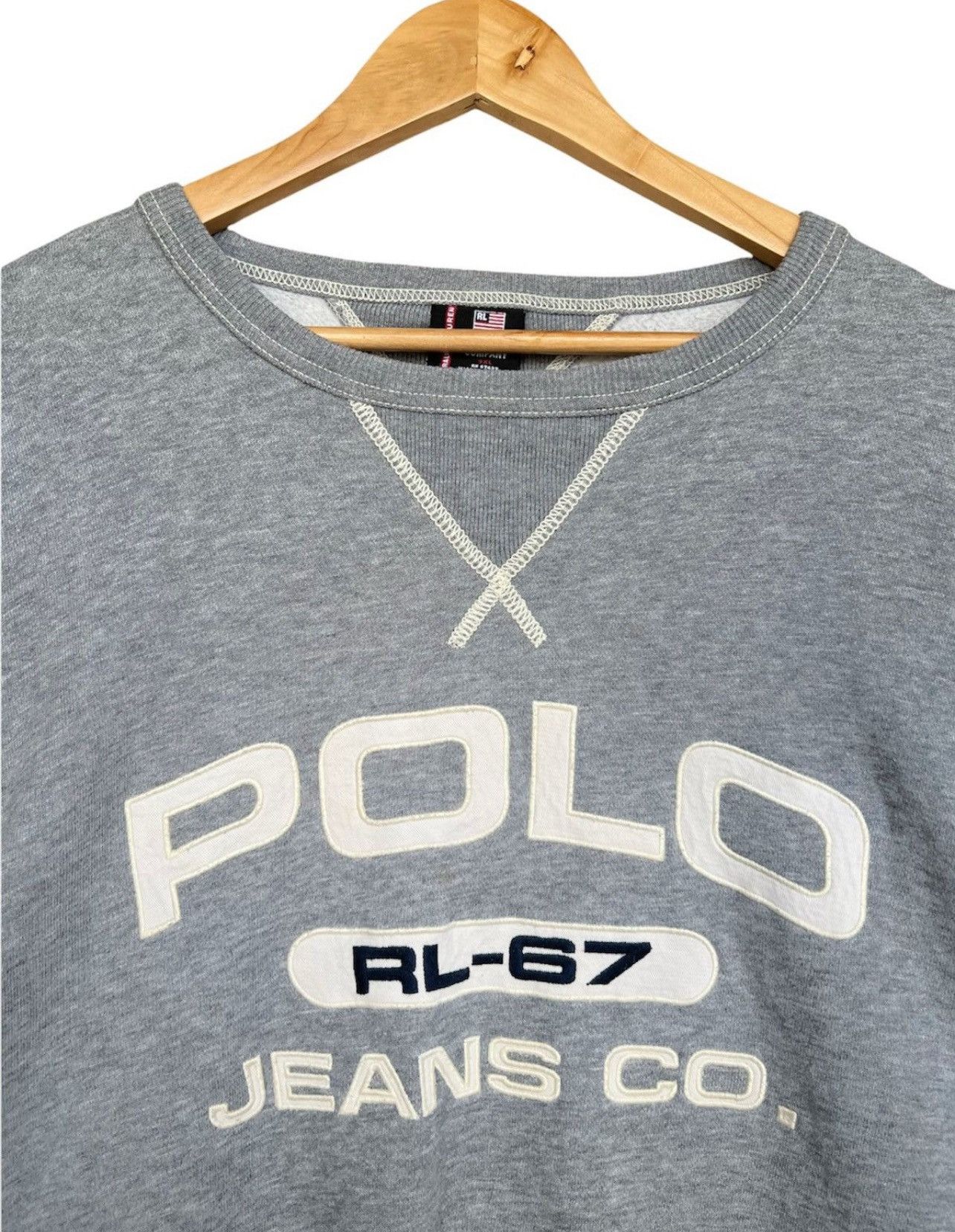 Polo Ralph Lauren × Vintage Vintage Polo Ralph Lauren Spellout Oversize Sweatshirt Size US XXL / EU 58 / 5 - 3 Thumbnail