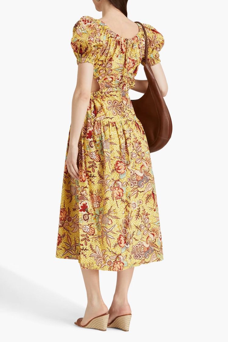 Ulla Johnson ULLA JOHNSON Golda cutout printed cotton-poplin midi dress Size XS / US 0-2 / IT 36-38 - 3 Thumbnail