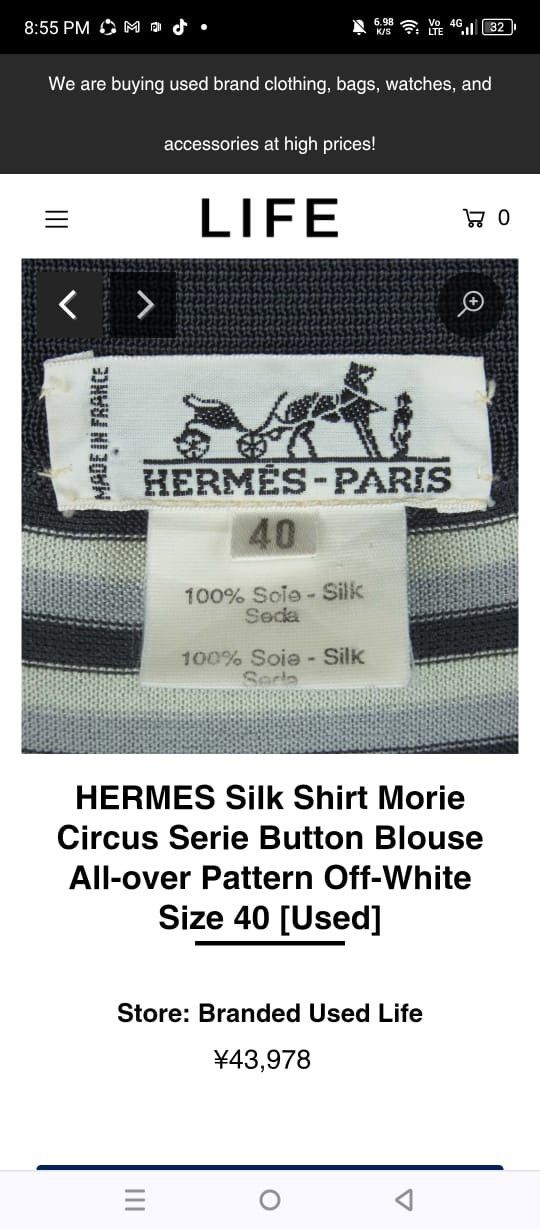 Hermes 80s Hermes Cirque Mollier Phillip Dumas Blouse Silk Cotton Size M / US 6-8 / IT 42-44 - 15 Thumbnail