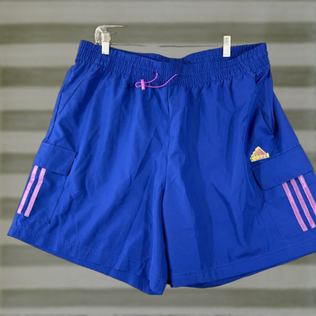 Adidas Adidas Sun Cargo Shorts Mens 2XL Blue Multi Sports Performance Drawstring NWT Size US 39 - 1 Thumbnail