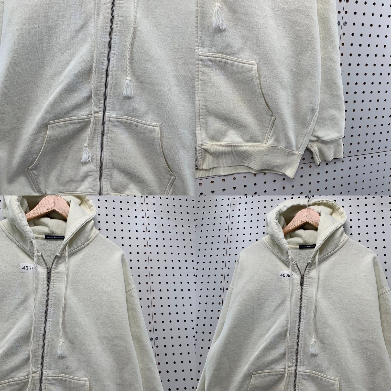 Brandy Melville Brandy Melville Zip Hoodie Sweatshirt Womens One Size Beige Heavyweight Oversize Size ONE SIZE - 8 Thumbnail