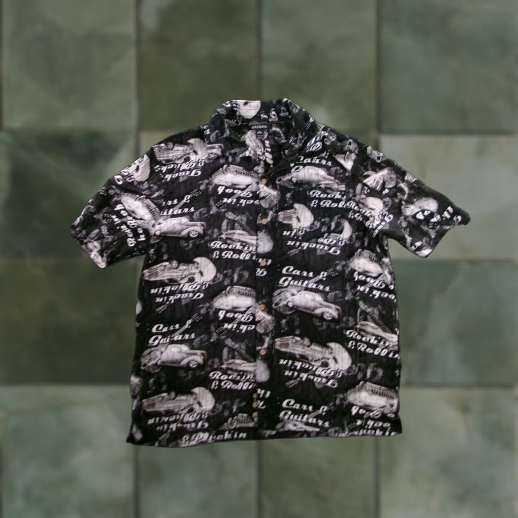 George George Men’s Casual Button-Up Shirt L Black Tropical Hawaiian Rayon Collared Short Sleeve Size US L / EU 52-54 / 3 - 1 Thumbnail
