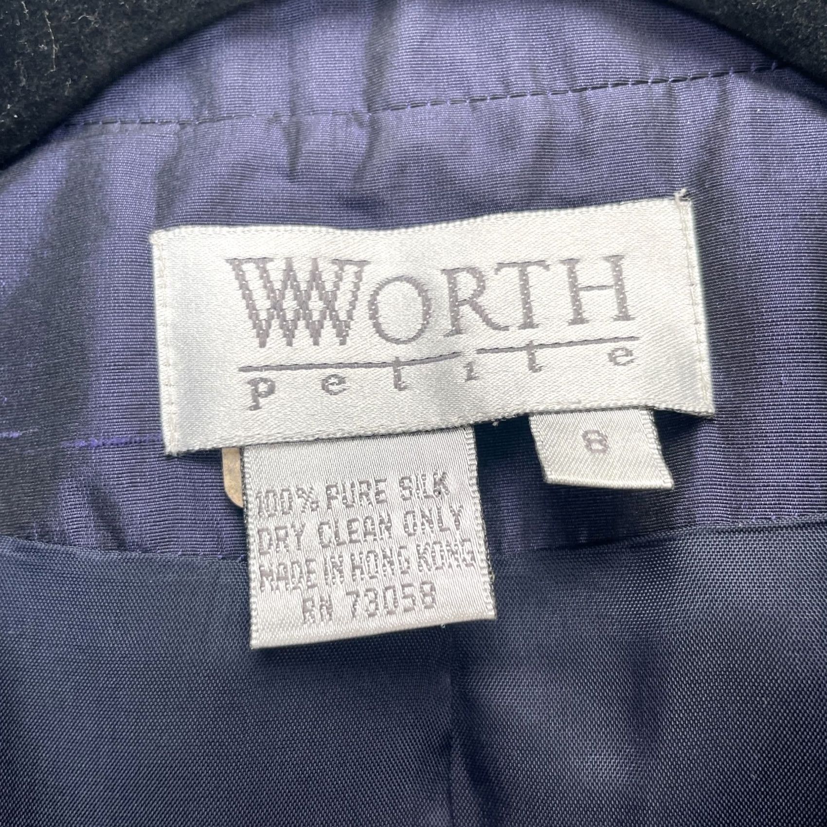 Vintage VTG Worth Top Blouse Shirt Purple Silk Lined 8P Petite Collared Long Sleeve Dry Clean Only Womens Size M / US 6-8 / IT 42-44 - 4 Thumbnail