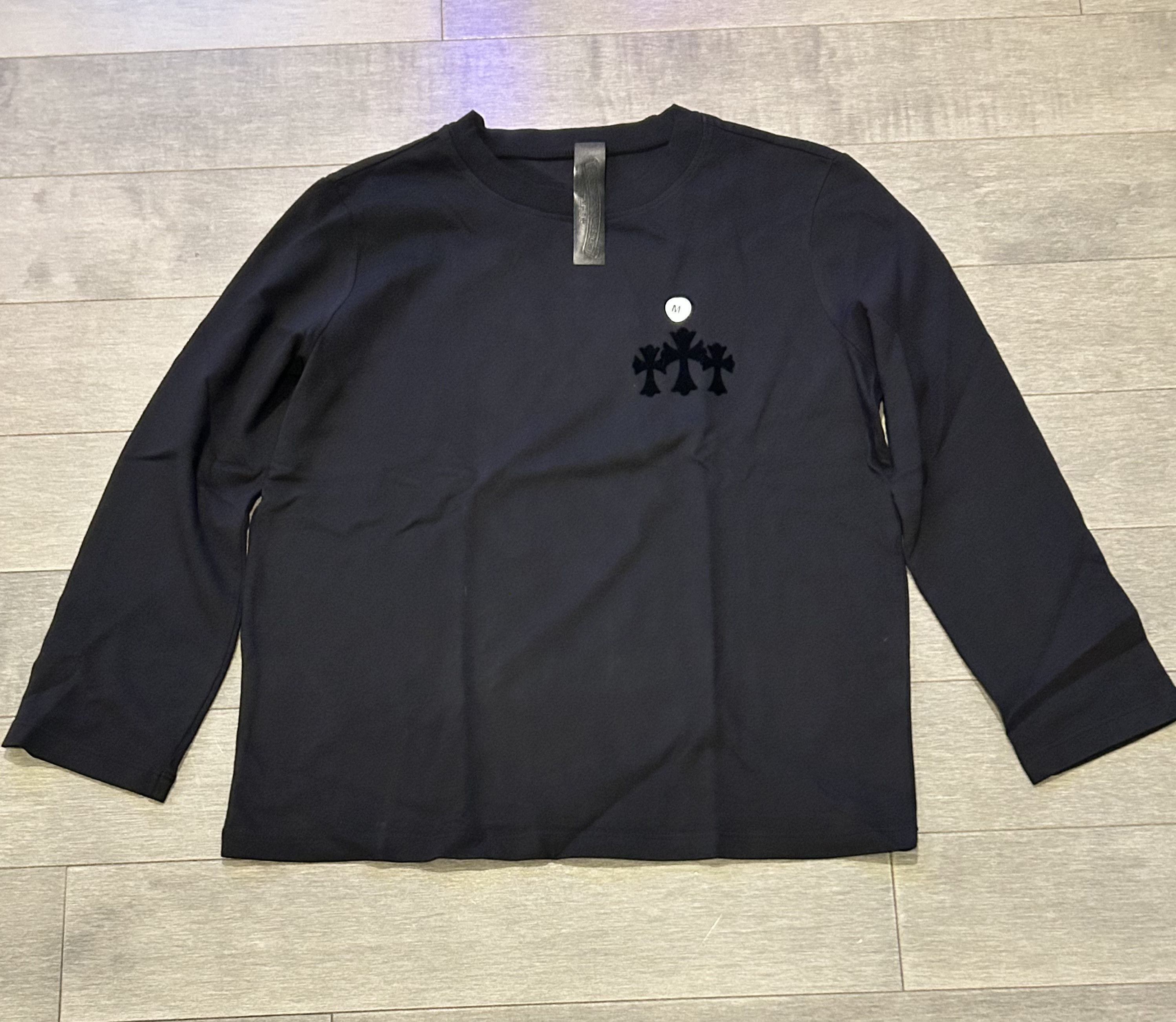 Chrome Hearts Chrome Hearts Flocked CH Hollywood Triple Cross LS Tee Size M / US 6-8 / IT 42-44 - 1 Thumbnail