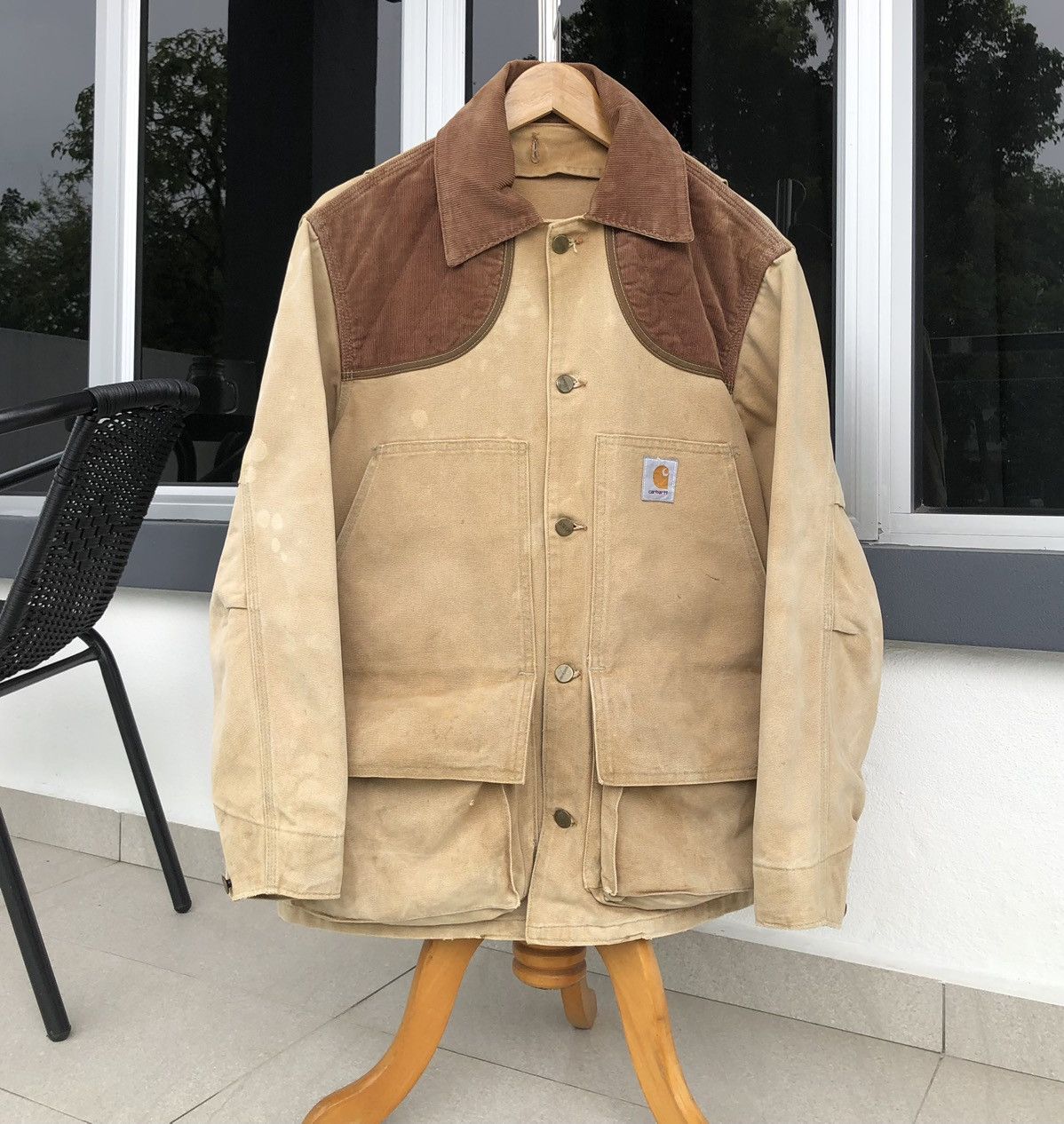 Carhartt VTG THRASHED Carhartt Canvas Hunting Jacket Pouch Corduroy Size US M / EU 48-50 / 2 - 5 Thumbnail