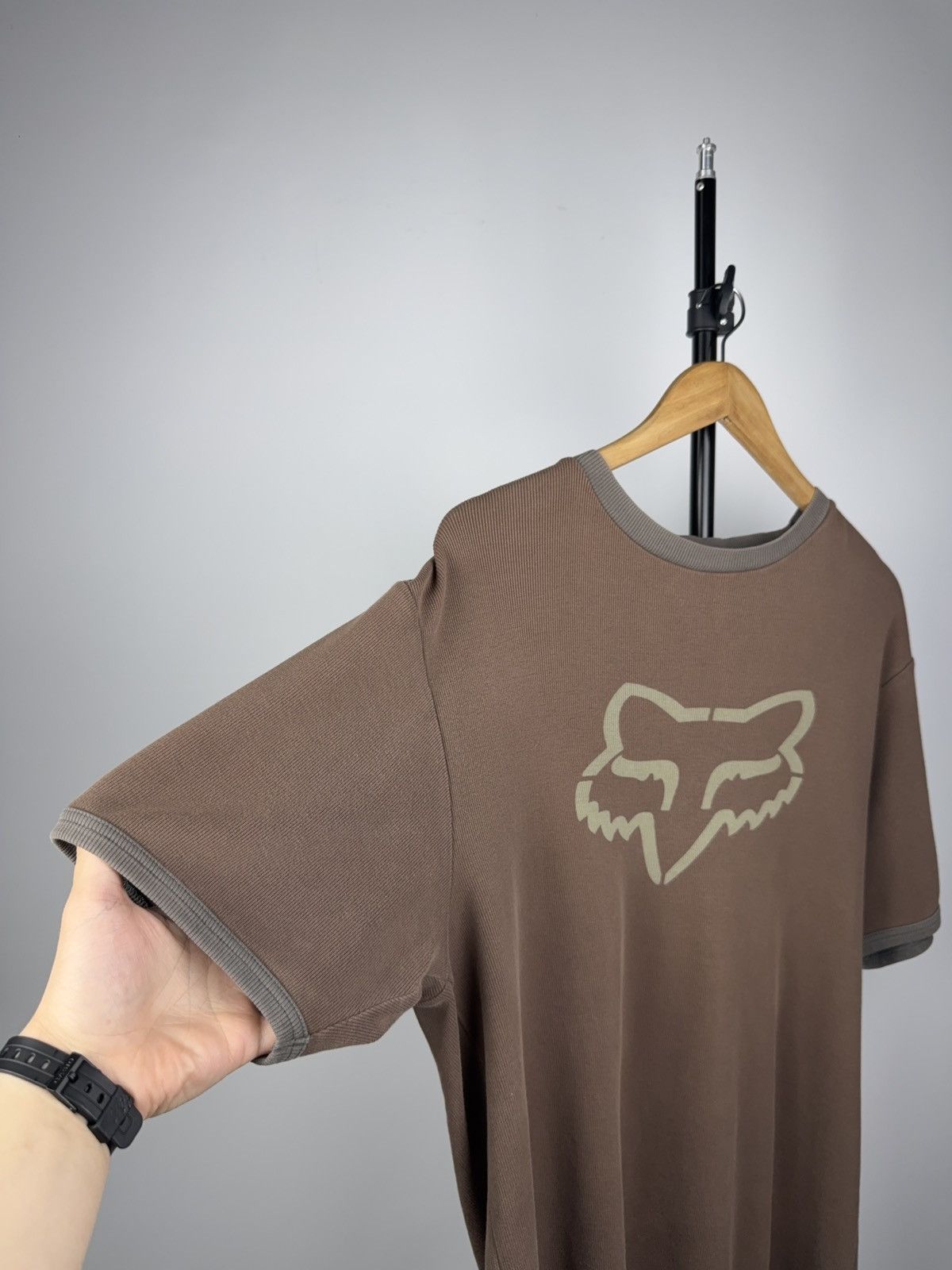 Fox Racing × Vintage Fox Racing Ribbed Brown Ringer Tee Y2K Moto Aesthetic M-L Size US M / EU 48-50 / 2 - 4 Thumbnail