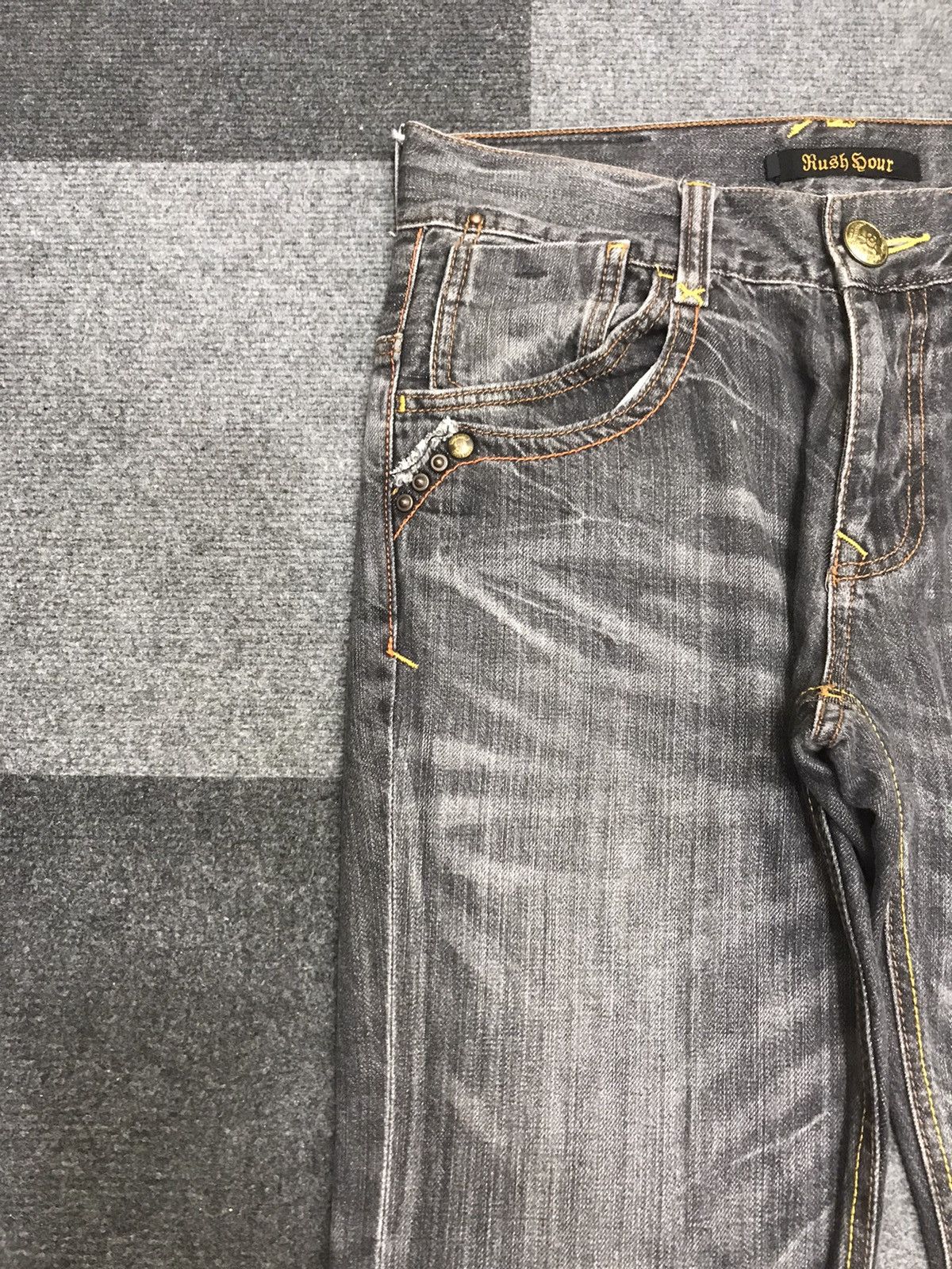 Japanese Brand 💥FLARE💥Archival RushHour Japan Black Stone Wash Denim F168 Size US 32 / EU 48 - 4 Thumbnail