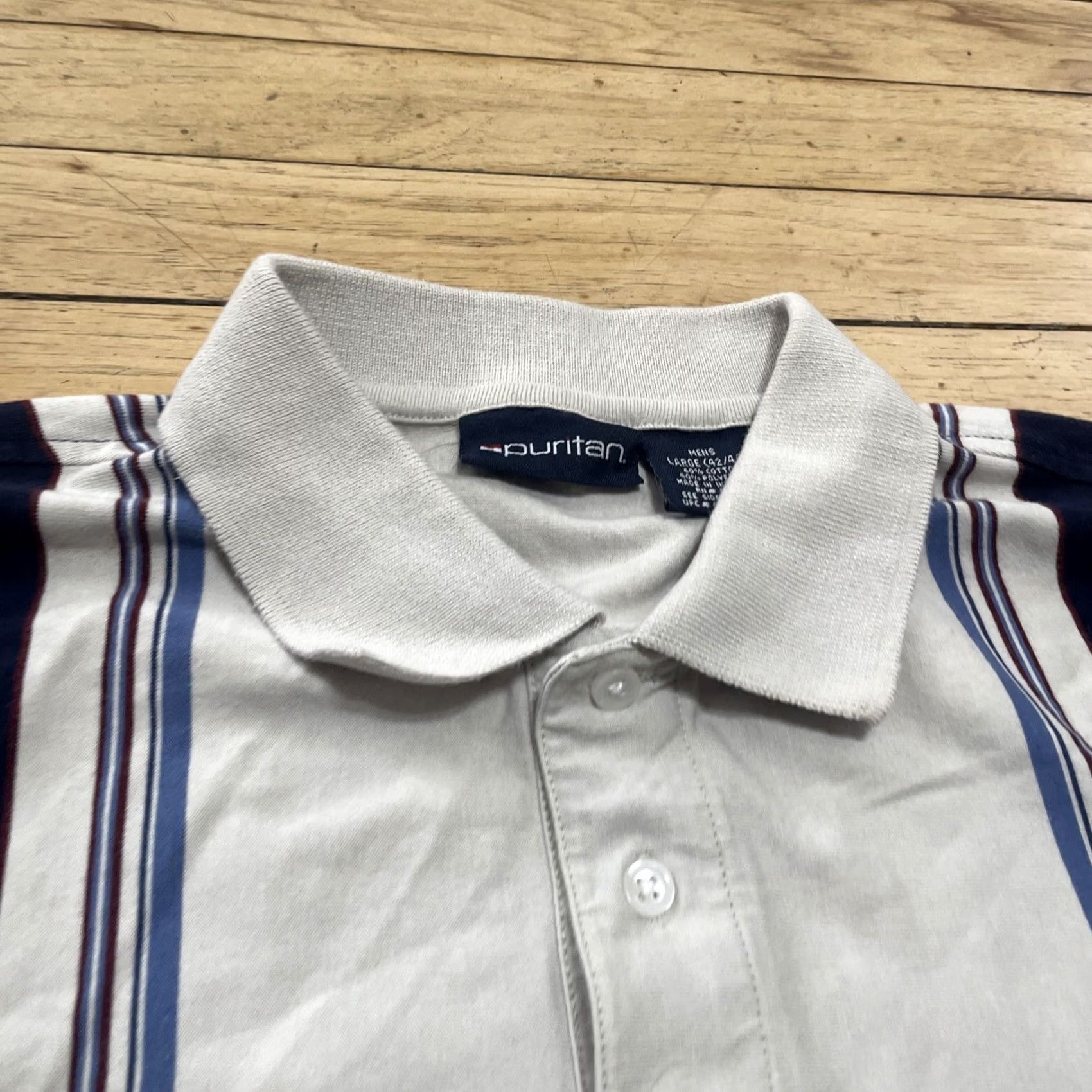 Vintage VINTAGE Puritan Polo Shirt Men L 42-44 VTG Y2k Streetwear Iconic 2 Stripe Blue Cream Shirt Mens L Ivory Striped Mood: Classic Beach Bowling Shirt Size US L / EU 52-54 / 3 - 3 Thumbnail