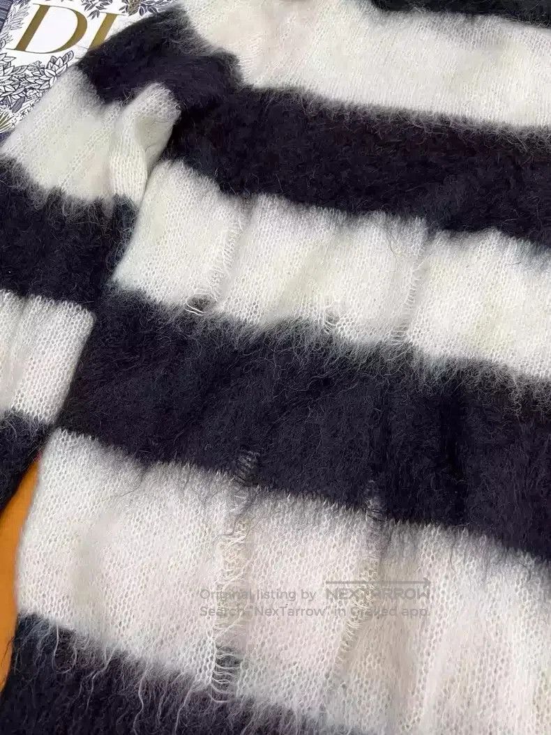 Saint Laurent Paris Saint Laurent Paris Mohair black and white striped sweater. Size US M / EU 48-50 / 2 - 3 Thumbnail