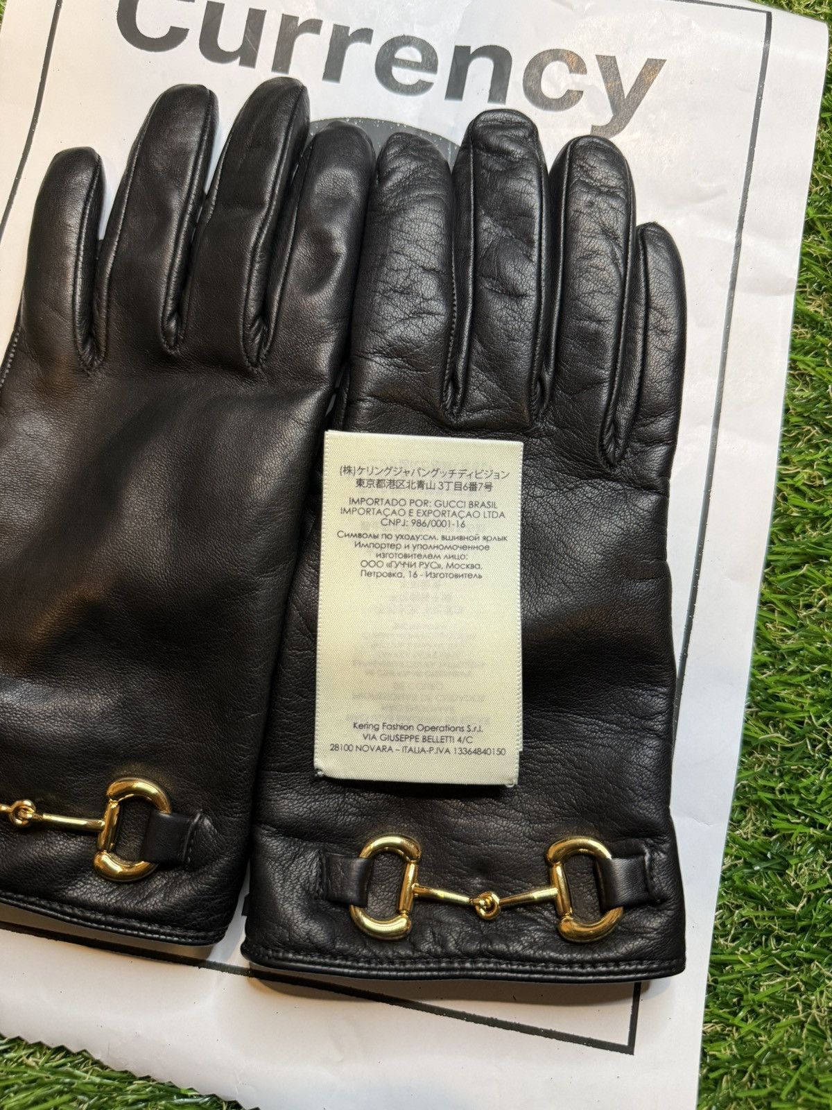 Gucci $840MSRP Demna Gucci Gold Horsebit Lambskin Leather Glove Size ONE SIZE - 14 Thumbnail