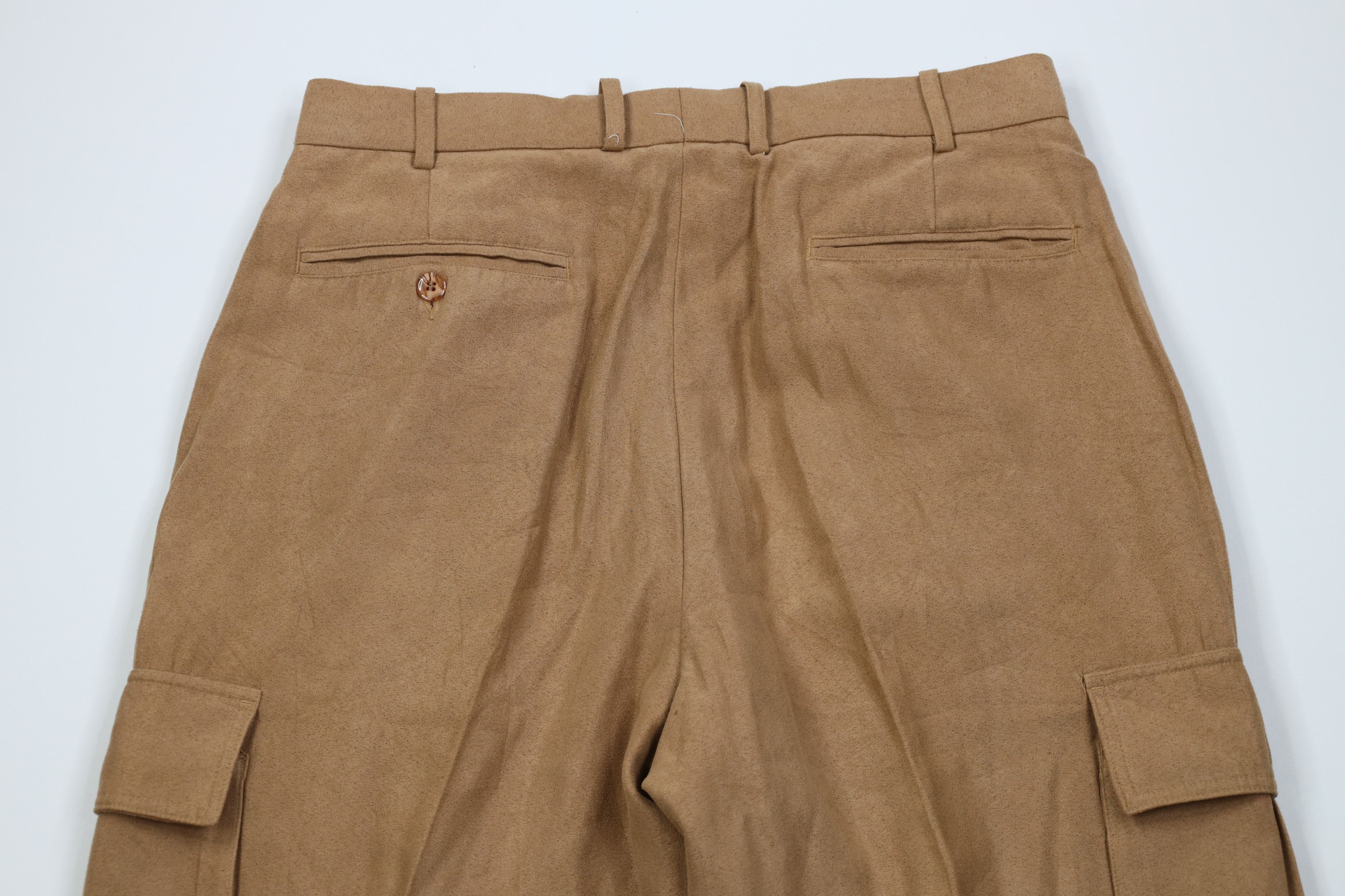 Vintage Vintage 90s Streetwear Microfiber Wide Leg Cargo Pants Brown Size US 32 / EU 48 - 9 Thumbnail