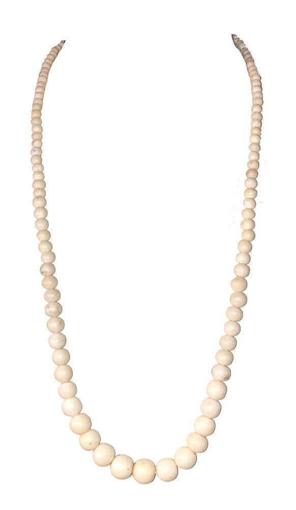 Victorian Angel Skin Coral Graduated Bead Necklace