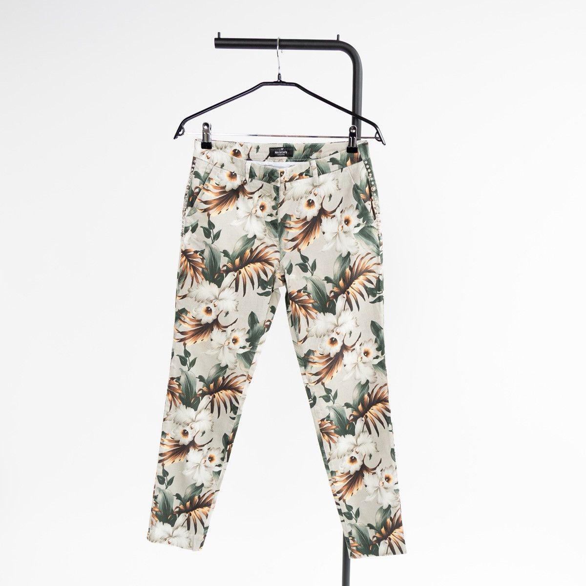Mason's Masons Floral Trousers Beige Green Print Smart Casual Pants Size 28" / US 6 / IT 42 - 1 Thumbnail
