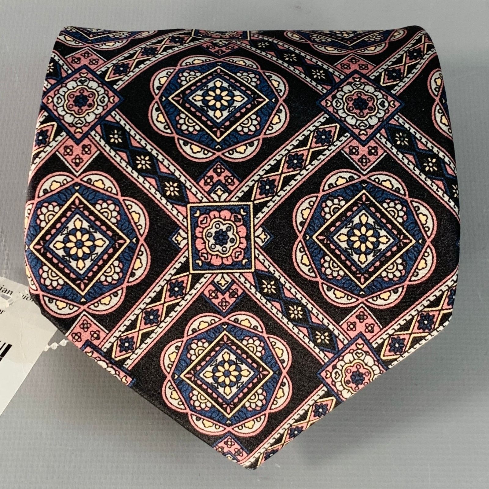Dior CHRISTIAN DIOR Black Purple Abstract Silk Tie Size ONE SIZE - 1 Thumbnail